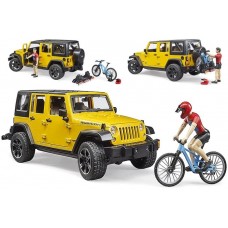 Jeep Wrangler Rubicon con MTB e Biker- Bruder 02543